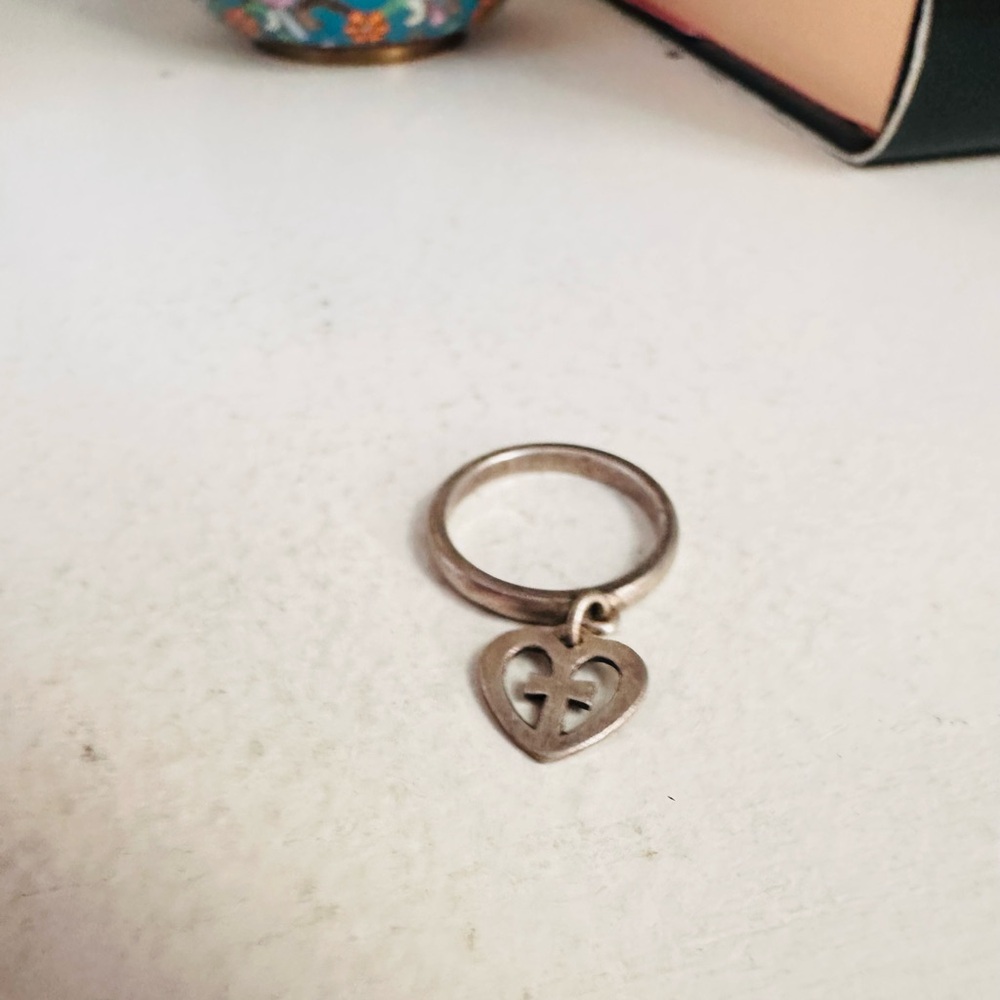 James Avery Silver Heart Charm Ring